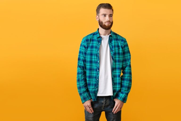 stylish-young-bearded-man-checkered-shirt-posing-yellow-background-fashion-trend-style-apparel_285396-9501